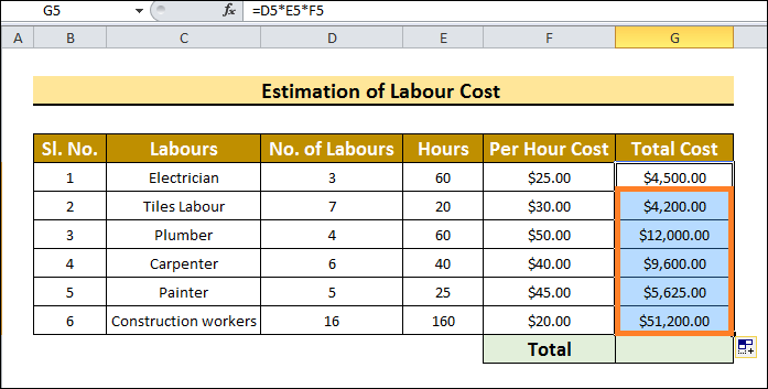 House Construction Cost Calculator in Excel