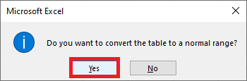 How can one Convert a Microsoft Excel table to range or vice versa