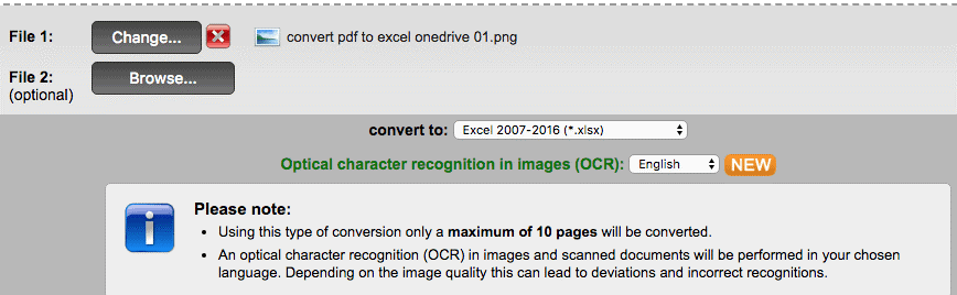 How can one convert an image file to an Excel sheet