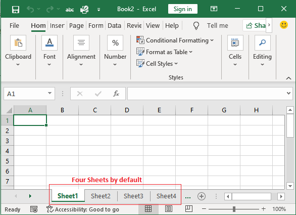 How Many Sheets Are There In Excel Workbook By Default Javatpoint