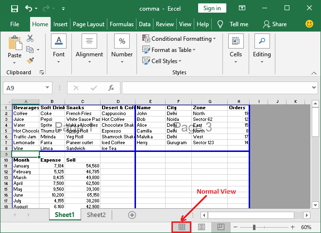 How to add page break in Excel