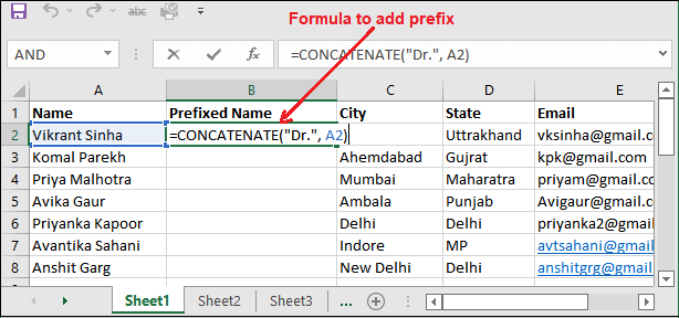 How to add prefix in Excel?