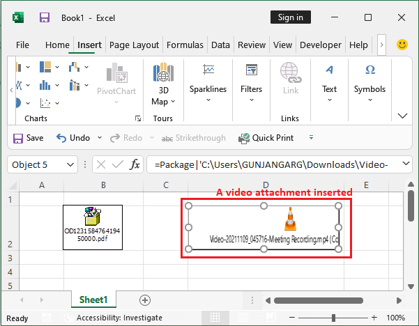 How to attach file in excel