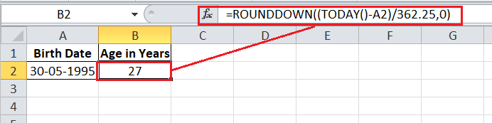How to calculate age in Excel