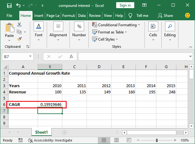 Как посчитать cagr в excel