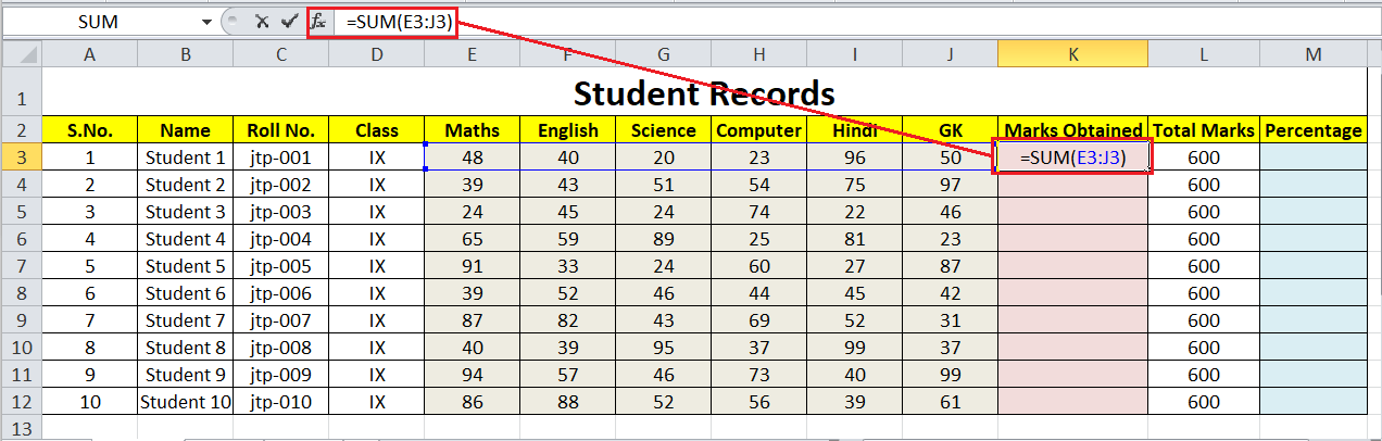 How to calculate the deals percentage of marks