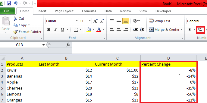How to calculate percentages in Microsoft Excel - formula examples