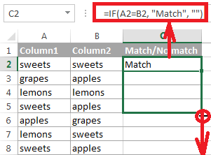 How to compare two columns in Microsoft Excel for matches and differences