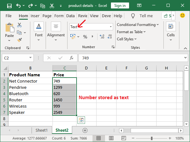 How to convert text to number in Excel?