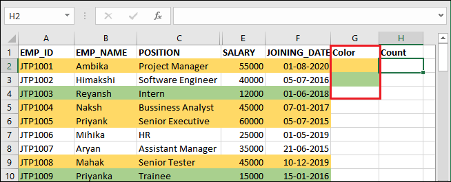 How to count colored cells in Excel?