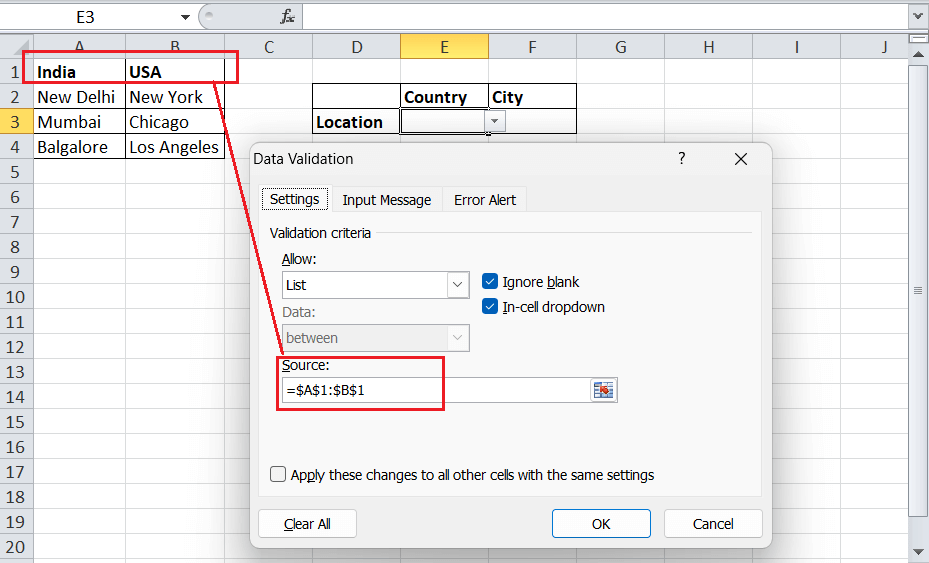 How to create a drop-down list in Excel