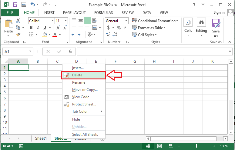 How to delete a Sheet in Excel