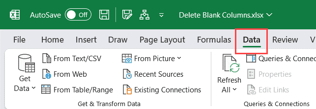 How to delete an Empty column in Microsoft Excel?
