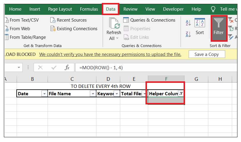 How to Delete every other row or every Nth row in Excel