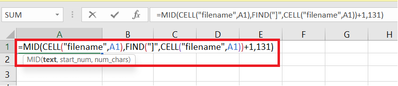 How to get sheet name in Excel