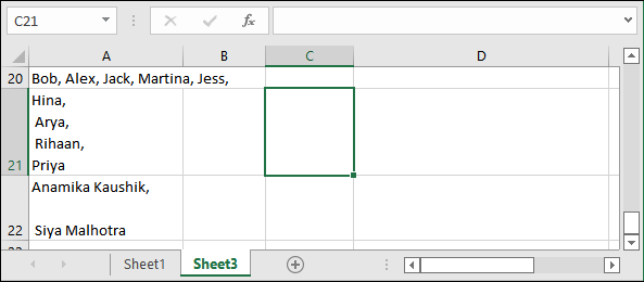 How to go to next line in excel?
