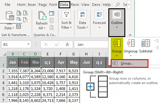 How to Group Columns in Microsoft Excel?