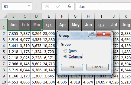 How to Group Columns in Microsoft Excel?