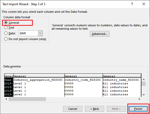 How to import the data from CSV file in Excel