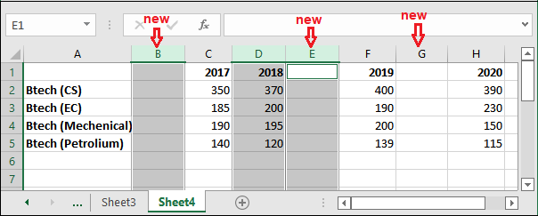 How to insert a column in Excel?