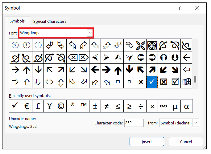 How to insert a tick symbol and cross mark in Excel - javatpoint