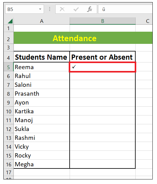 How to insert a tick symbol and cross mark in Excel