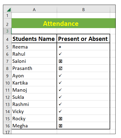 Tick Symbol in Excel: 12 Awesome Ways to Insert Tick and Cross