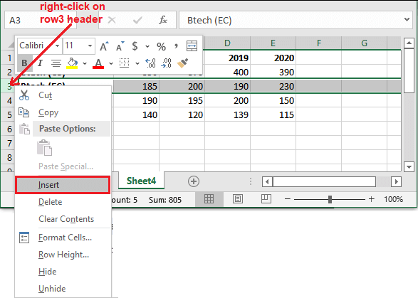 How to insert multiple rows in Excel - javatpoint