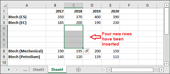 How to insert multiple rows in Excel?