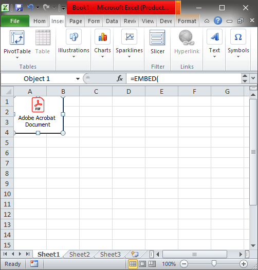 insert pdf in excel 365