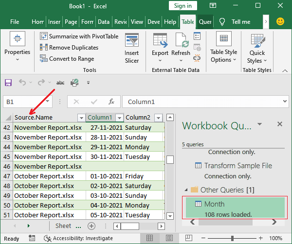 How to merge sheets in excel