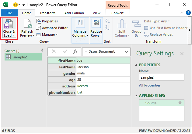 How to open JSON files in Excel?