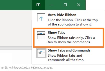 How to pin the home bar in Excel