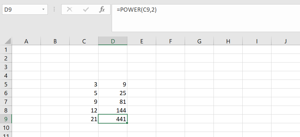 How to put power in Excel