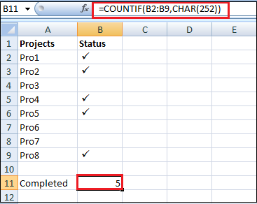 How to Put Tick Mark in Excel