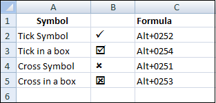 How to Put Tick Mark in Excel