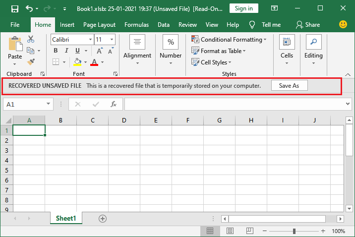 How to recover an Excel file
