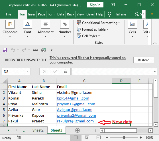 How to recover unsaved Excel file