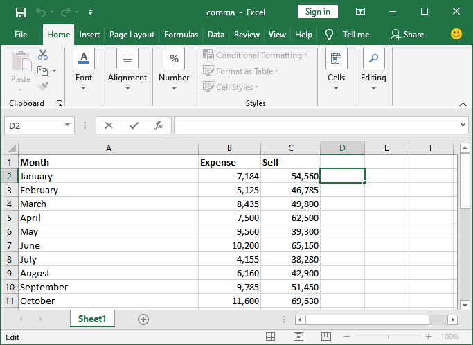 How to remove comma in Excel