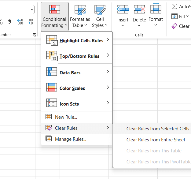 HOW TO REMOVE CONDITIONAL FORMATTING IN EXCEL
