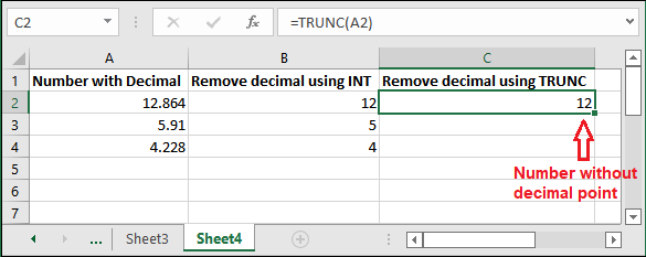 Ms Excel How To Remove Decimals Without Rounding