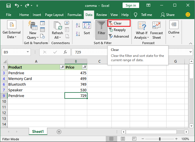 how-to-remove-the-filter-in-excel-javatpoint