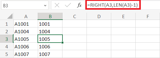 How to remove the first character in Excel