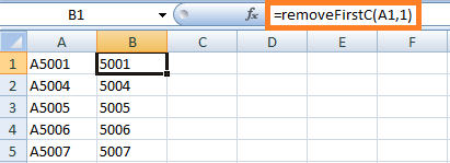 How to remove the first character in Excel