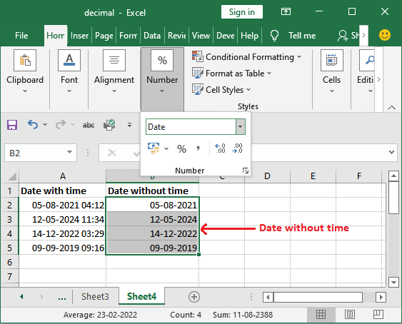 How To Remove Time From Date In Excel Javatpoint 5566