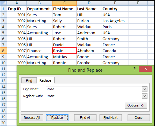 How to Replace Words in Excel