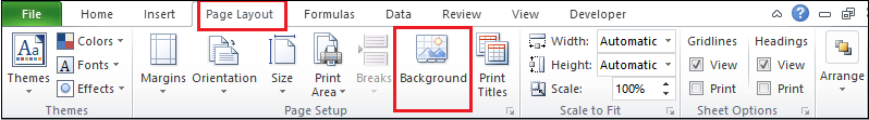 How to set background image in Excel