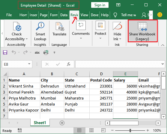 How to share Excel sheet?