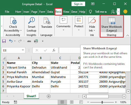 how to make excel file shared online