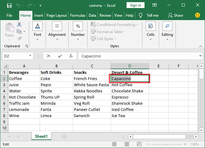 How to spell check in Excel